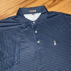 Peter Millar Summer Comfort Shirt Mens Large "S" AOP All Over Print Gold Perform